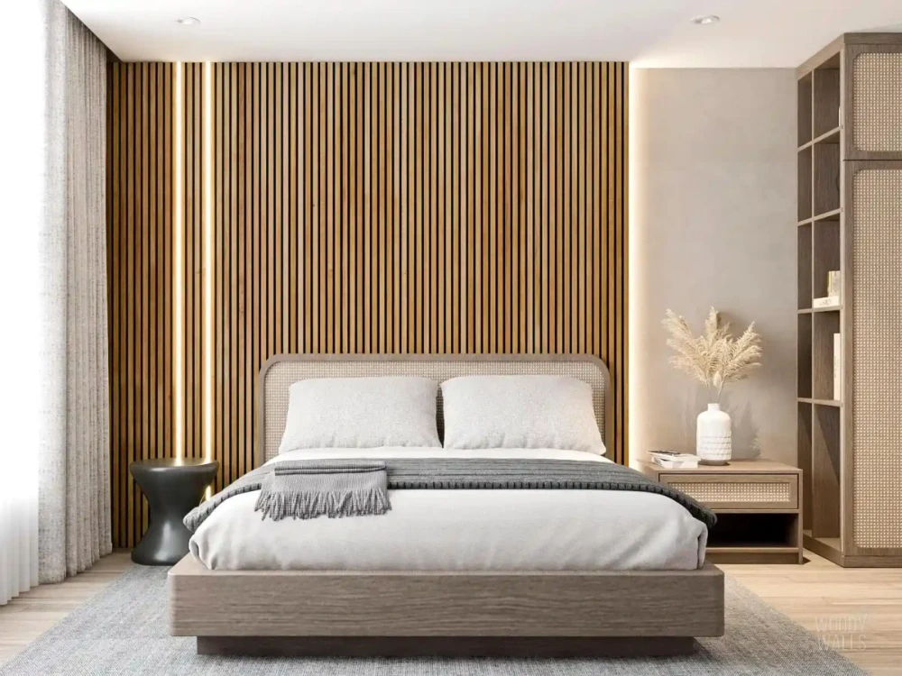LED strips creating a floating effect under a platform bed