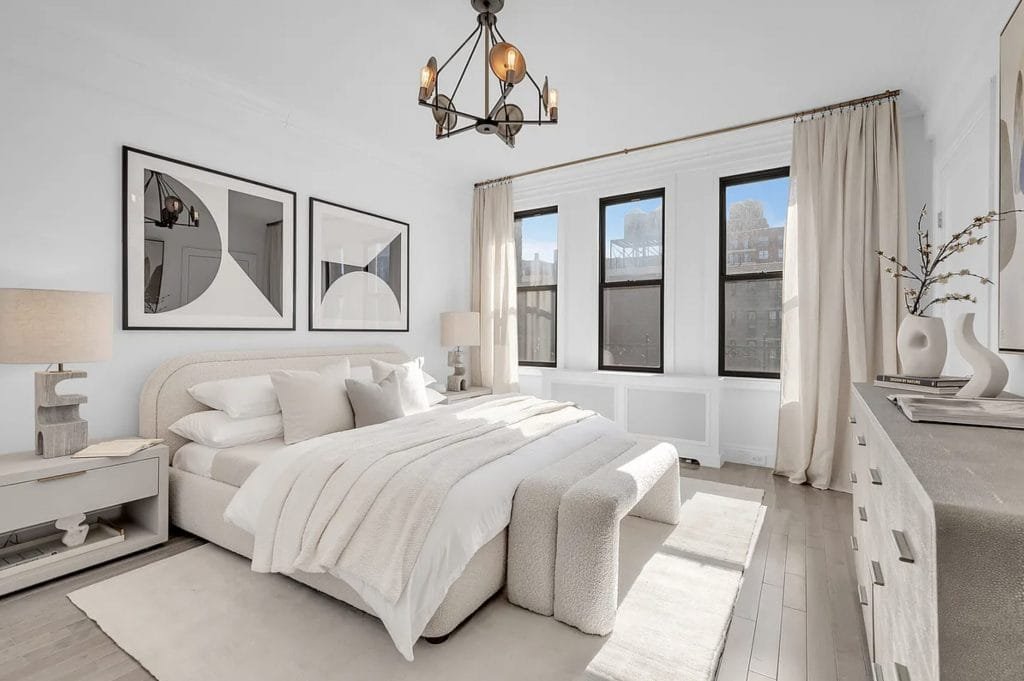 White bedroom decor ideas by Decorilla designer, Leanna S. - AI interior design pros