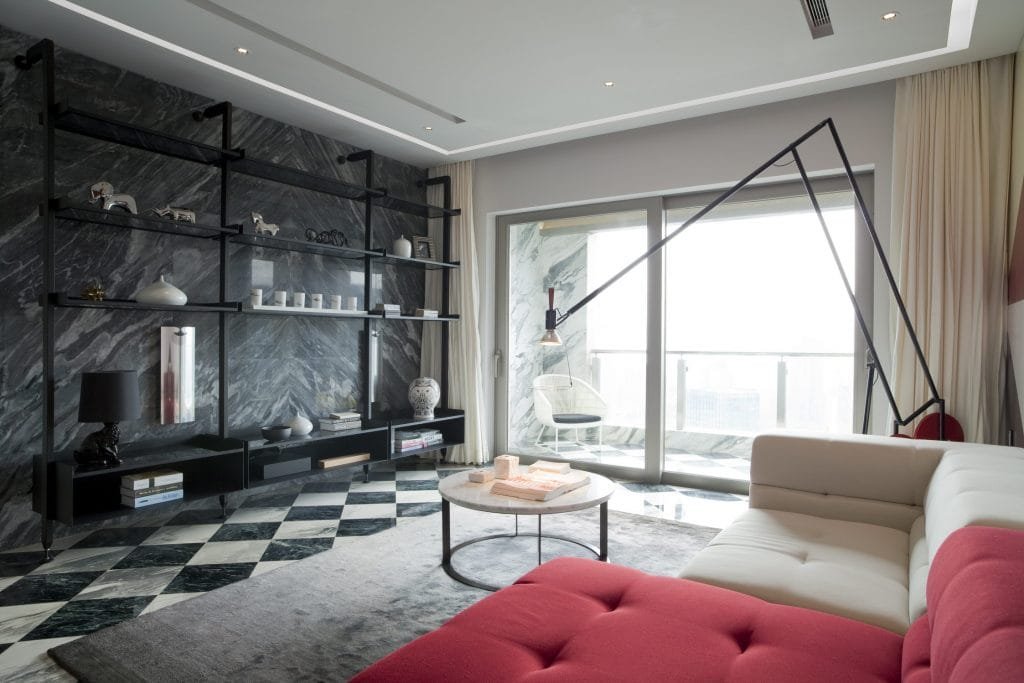 Modern masculine living room interior design by Decorilla designer, Sergio M.