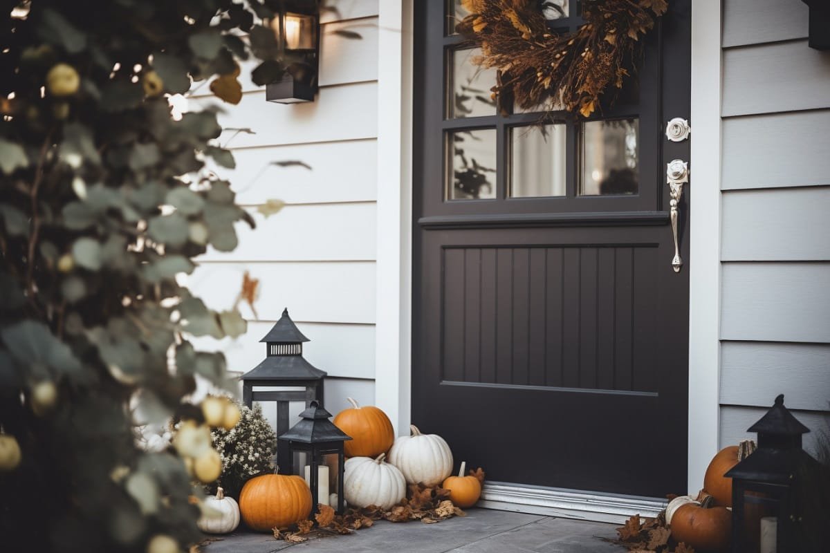 Thanksgiving Door Decor and Welcome Wreath