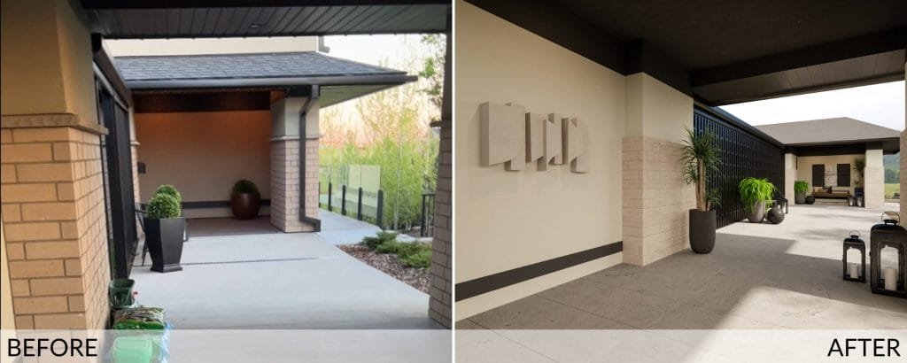 Exterior entrance before and after design by Decorilla