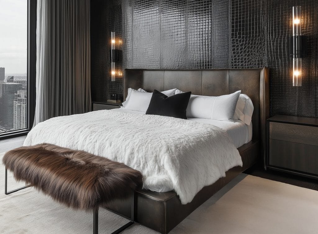 Modern moody bedroom by Decorilla designer, Matthew J