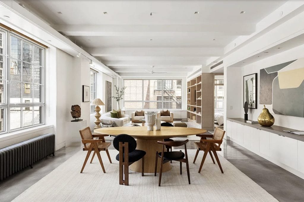 Organic modernism properly applied inside a living & dining room by Decorilla designer, Leanna S.—Can AI replace interior designers