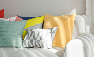 Colorful pillows on the couch