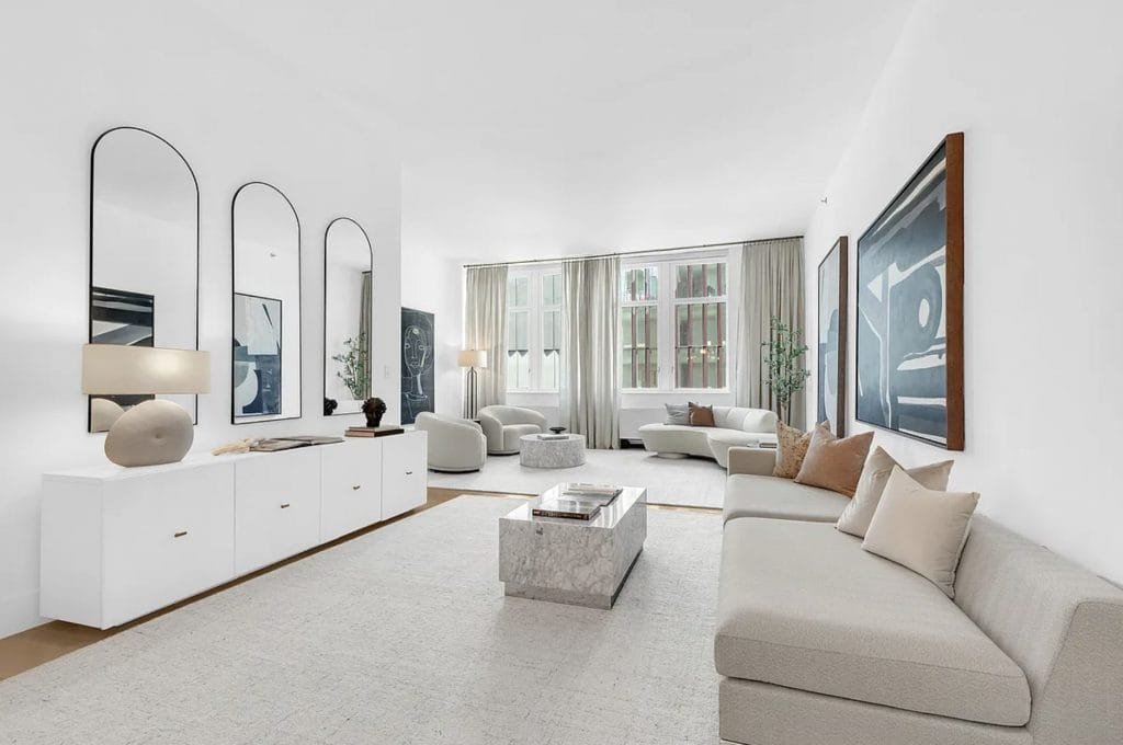 Luxury interior of an awkward living room layout by Decorilla designer, Leanna S. - AI interior design pros