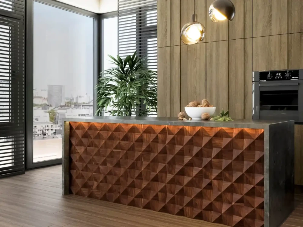 Always choose a sharp, fine-tooth blade for wood veneers to prevent splintering.