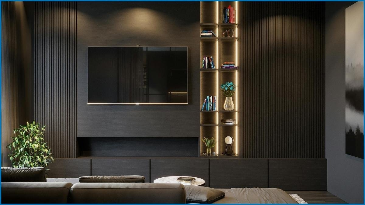 Integrated LED lighting adds atmosphere and highlights decorative items.