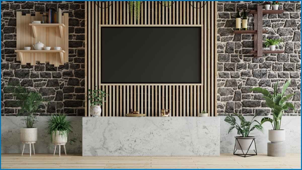 Decorative elements help the media wall reflect personal style and blend with the room.