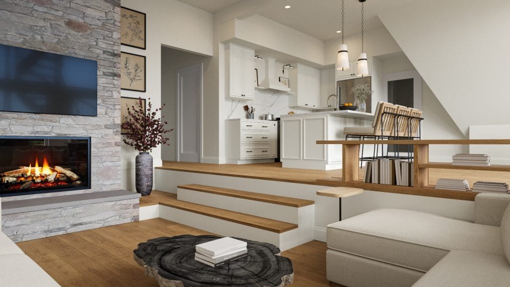 Contemporary A-frame house kitchen interior by Decorilla