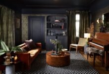 Traditional living room with dark academia aesthetic by Decorilla designer Bridget B