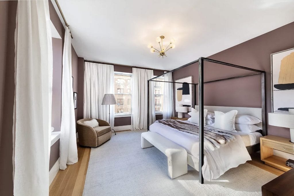 Four poster bed frame type in a bedroom by Decorilla designer, Leanna S.