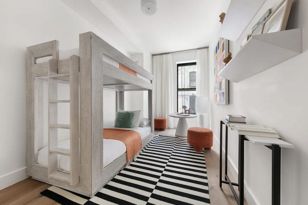 Types of Bed Frames – Bunk Bed in a Stylish Nursery by Decorilla Designer, Leanna S.