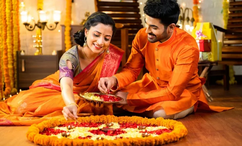 Couples celebrating Diwali.